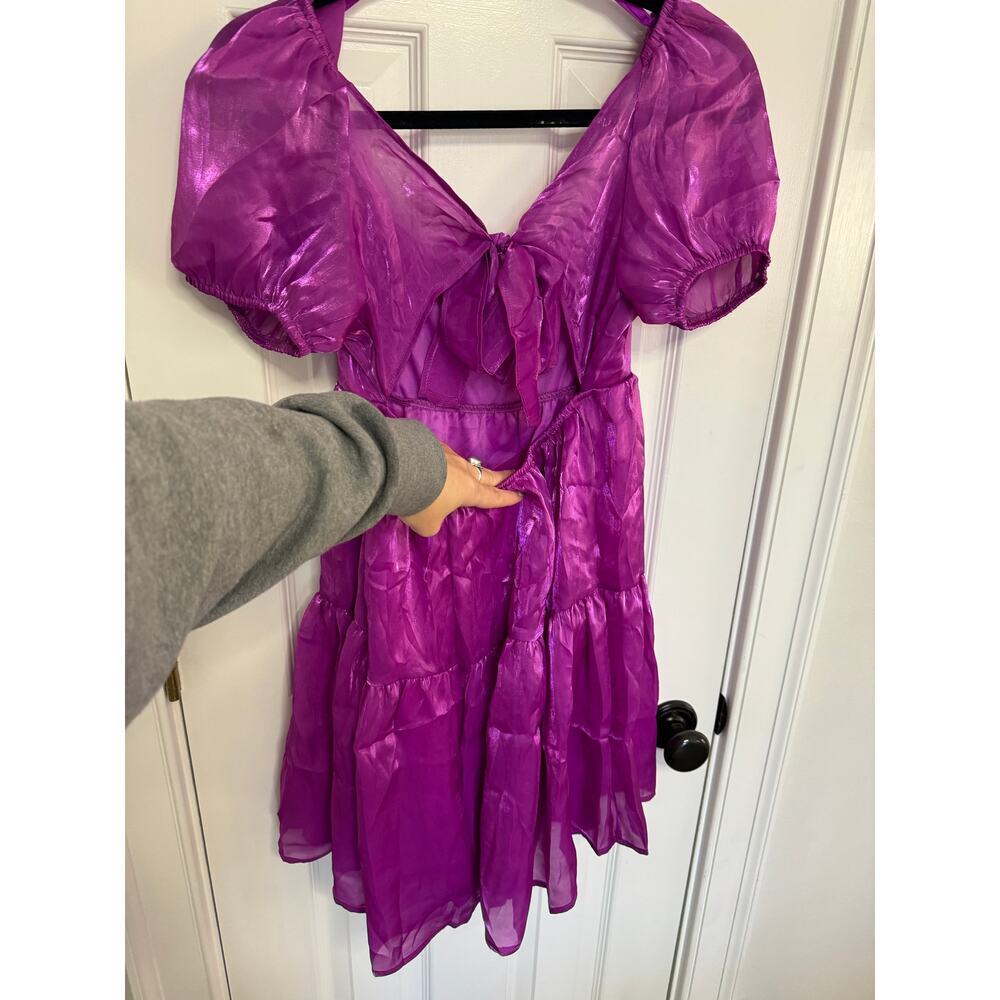 Crystal sky purple shiny cocktail dress size large - Picture 11 of 14